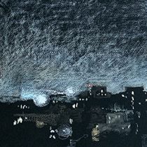 Warszawa w nocy II, tłusty pastel, 30 x 100 cm, 2020